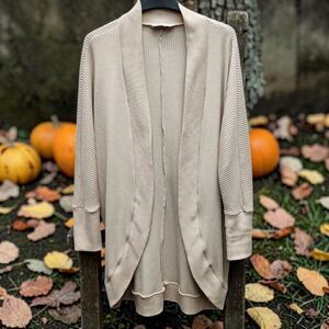 Sonoma Cardigan Sweater Womens XL Beige Waffle Pattern Cabincore Minimalist